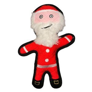 New Rare HTF Tuffy Gear Red Santa Claus Faux Beard Squeakers 12" Dog Toy Play